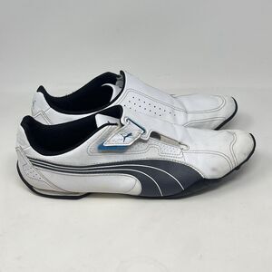 Puma Redon Move Shoes Mens 11.5 White Blue Black Leather Strap Driving Trainers